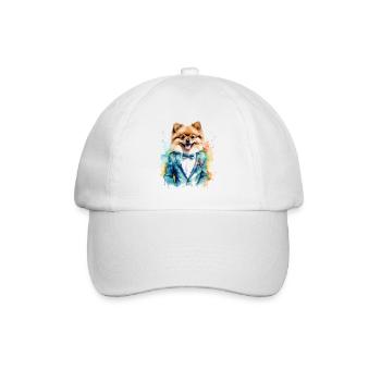 Poméranien Poméranien Costume Chien Imprimé Coloré - Casquette classique - blanc/blanc - Devant