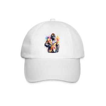 Gorilla Anzug Affe Bunt Tier Design Print - Baseballkappe - Weiß/Weiß - Vorne