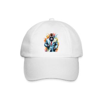Gorilla Anzug Affe Bunt Tier Design Print - Baseballkappe - Weiß/Weiß - Vorne