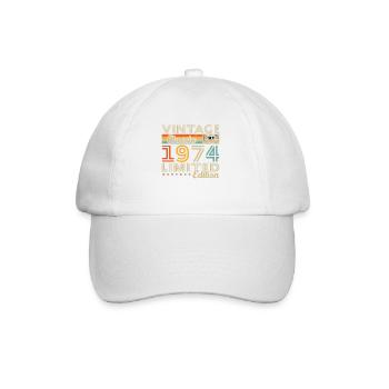 1974 Vintage Retro Geburtstagsgeschenk - Baseballkappe - Weiß/Weiß - Vorne