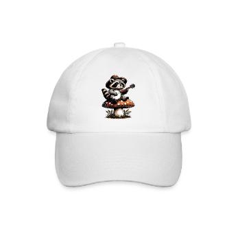 Gemütlicher Cottagecore Waschbär spielt Banjo - Baseballkappe - Weiß/Weiß - Vorne