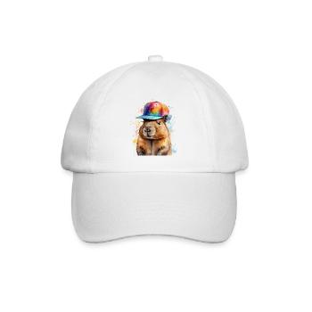 Capybara Snapback Cap Capy Bunt Tier Design Print - Baseballkappe - Weiß/Weiß - Vorne