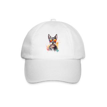 Zwergschnauzer Sonnenbrille Hund Lustig Tier Print - Baseballkappe - Weiß/Weiß - Vorne