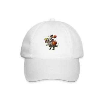 Squelette sur dinosaure avec des citrouilles et des bonbons pour - Casquette classique - blanc/blanc - Devant
