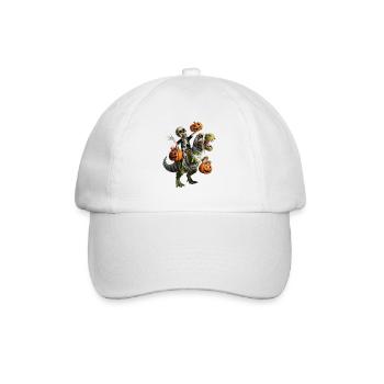 Skeleton riding dinosaur with pumpkins - Baseball Cap - white/white - Front