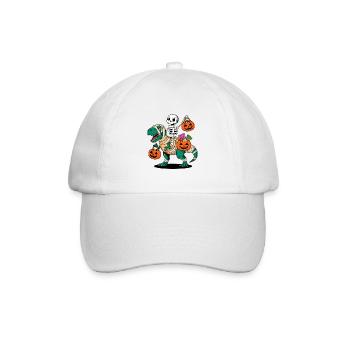 Squelette et T-Rex avec des citrouilles pour Halloween - Casquette classique - blanc/blanc - Devant