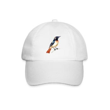 Watercolor Bird Illustration - Baseball Cap - white/white - Front