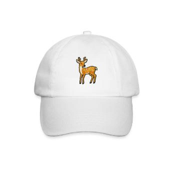Gesticktes Rehkitz – Niedliches Tierdesign - Baseballkappe - Weiß/Weiß - Vorne