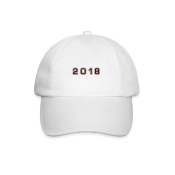 2018 year number - Baseball Cap - white/white - Front