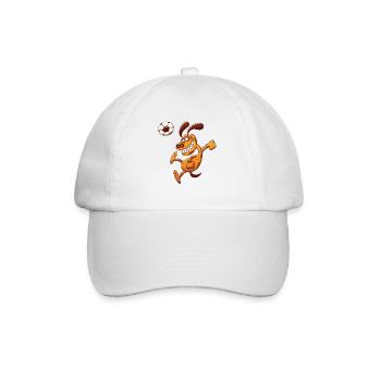 Dog Heading a Foot Ball - Baseball Cap - white/white - Front