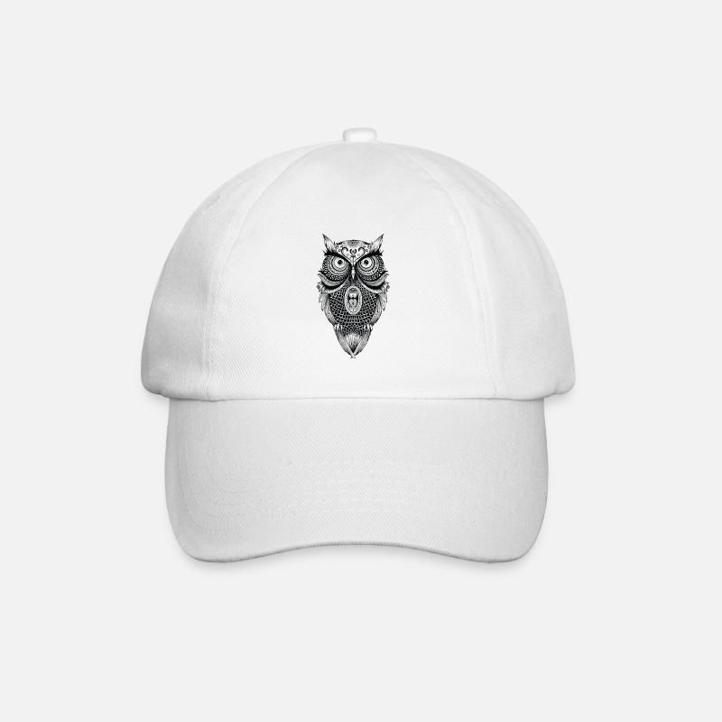 Mandala Owl - Baseball Cap - white/white