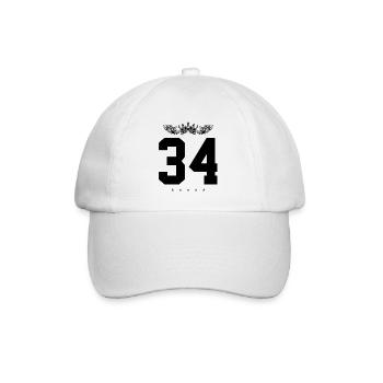 34 Zahl Krone - Baseballkappe - Weiß/Weiß - Vorne