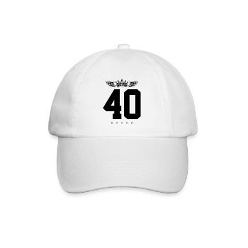 40 Zahl Krone - Baseballkappe - Weiß/Weiß - Vorne