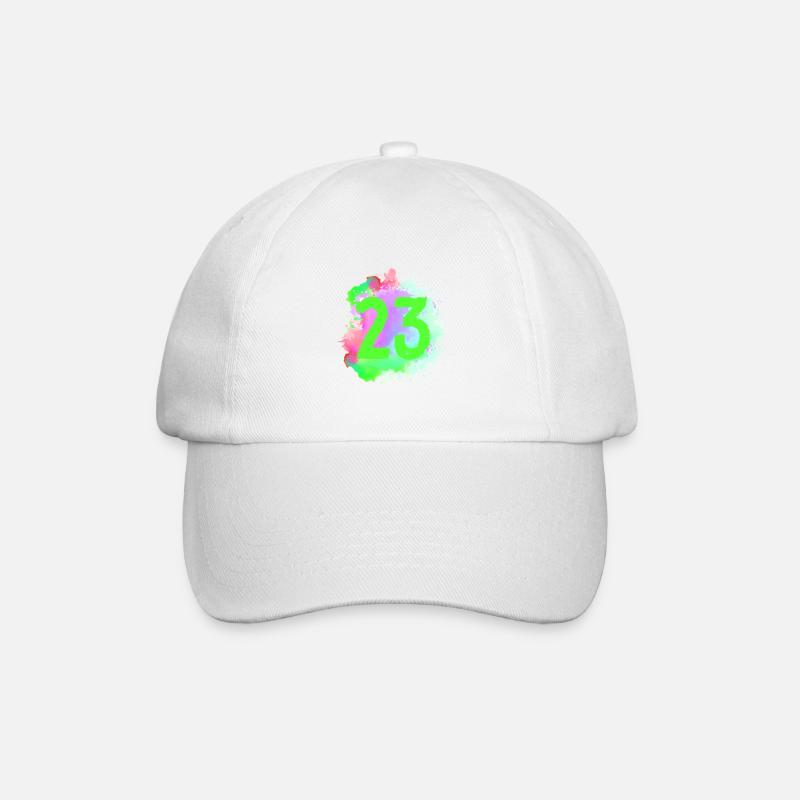 23 Zahl Klecks - Baseballkappe - Weiß/Weiß