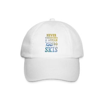 don't underestimate a ski woman - Baseball Cap - white/white - Front