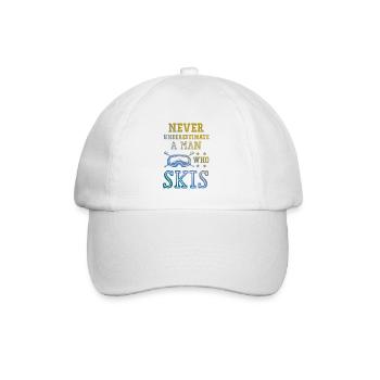 don't underestimate a ski man - Baseball Cap - white/white - Front