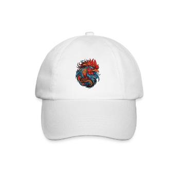 Rooster Portrait - Baseball Cap - white/white - Front