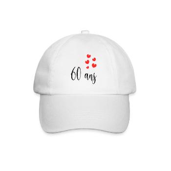 60. 60 ANS. 60e ANNIVERSAIRE. ANNIVERSAIRE 60 ANS. - Casquette classique - blanc/blanc - Devant