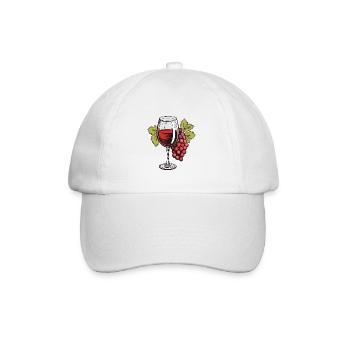 Wine Glass Grapes Wine - Baseball Cap - white/white - Front