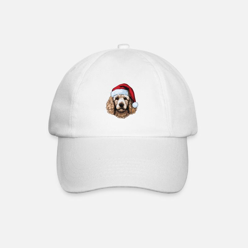 Pudel Hund Porträt Weihnachten - Baseballkappe - Weiß/Weiß