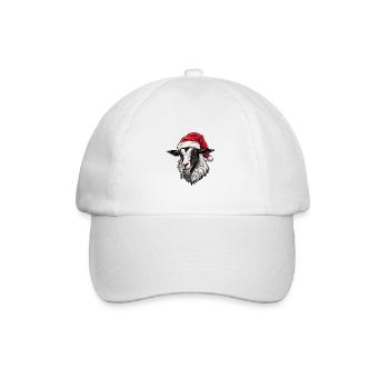 Ziege Kopf Weihnachten Portät - Baseballkappe - Weiß/Weiß - Vorne