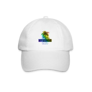 Mykonos 2024 Urlaub Palmen Bunt - Baseballkappe - Weiß/Weiß - Vorne