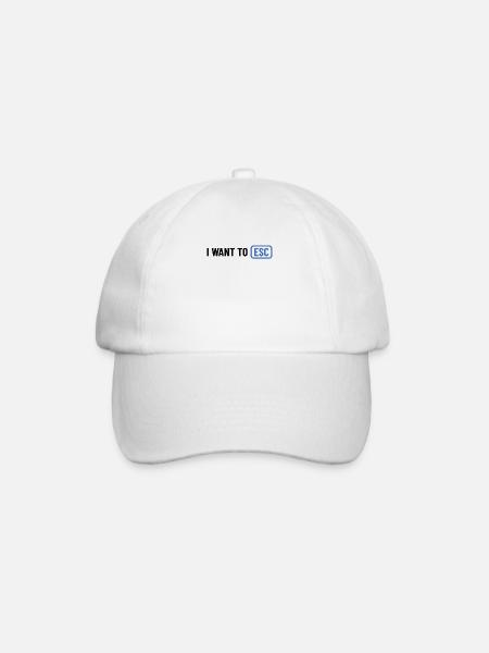 I want to ESC - Informatiker, Entwickler Geschenk - Baseballkappe - Weiß/Weiß
