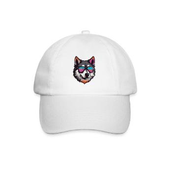 Portrait de tête de chien husky cool - Casquette classique - blanc/blanc - Devant