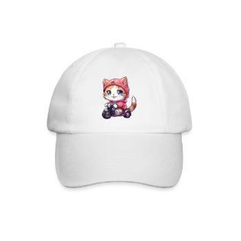 Moto Kitty - Baseball Cap - white/white - Front