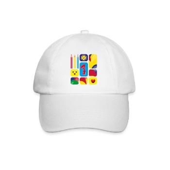 Bunte eins zum Geburtstag oder zur Grundschulzeit. - Baseballkappe - Weiß/Weiß - Vorne