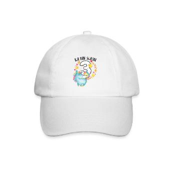 Geburtstag 3 Jahre Junge Mädchen Zahl Drei Einhorn - Baseballkappe - Weiß/Weiß - Vorne