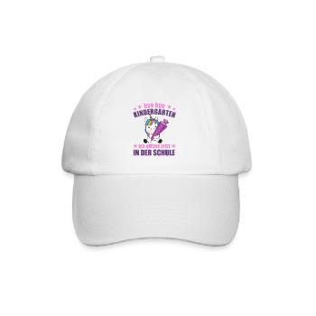 Einhorn Schule Einschulung Kindergarten Glitzer - Baseballkappe - Weiß/Weiß - Vorne