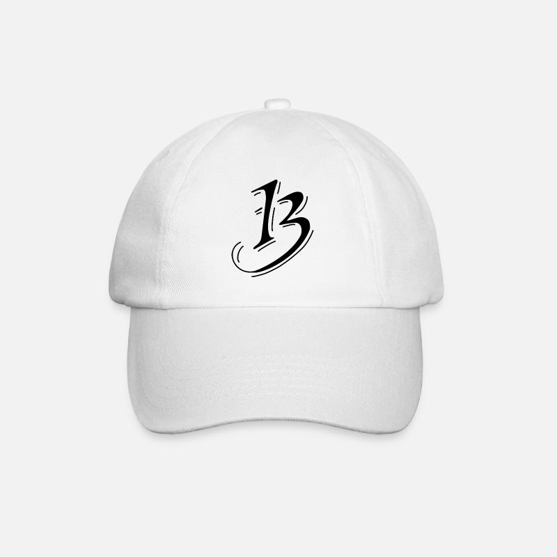 13 Zahl Ziffer - Baseballkappe - Weiß/Weiß