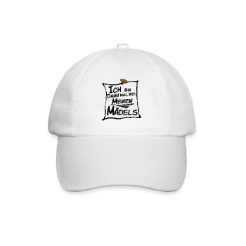 Bin bei meinen Mädels/Freundinnen - Baseballkappe - Weiß/Weiß - Vorne