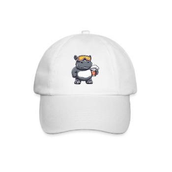 Hippopotame Après-Ski Bière Bande Dessinée - Casquette classique - blanc/blanc - Devant