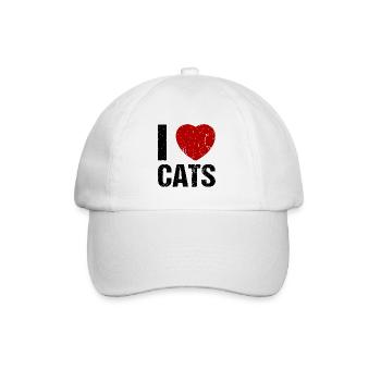 I love Cats - Baseballkappe - Weiß/Weiß - Vorne