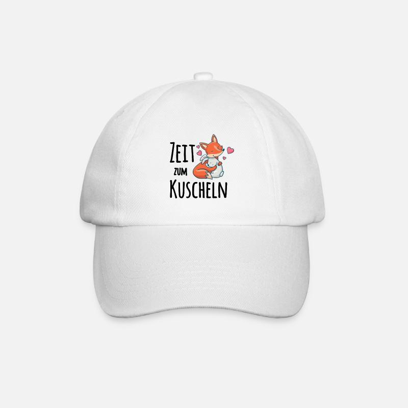 Fuchs und ein Kaninchen die mit einander Kuscheln - Baseballkappe - Weiß/Weiß