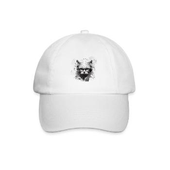 Cat Head with Glasses Headphone-cool cat - Baseball Cap - white/white - Front