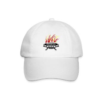 Grill Symbol Logo Feuer Grillen - Baseballkappe - Weiß/Weiß - Vorne
