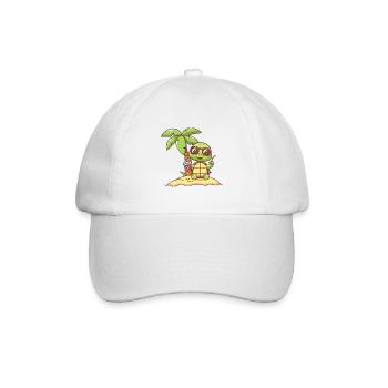 Turtle, Island, Summer, Palm - Baseball Cap - white/white - Front