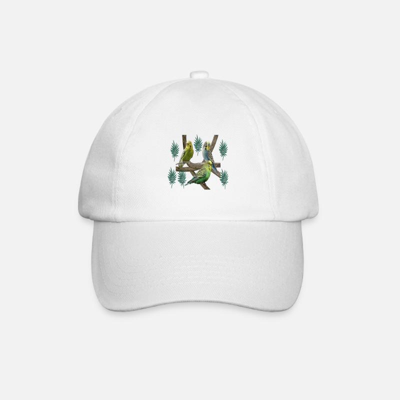 Wellensittich - Baseballkappe - Weiß/Weiß