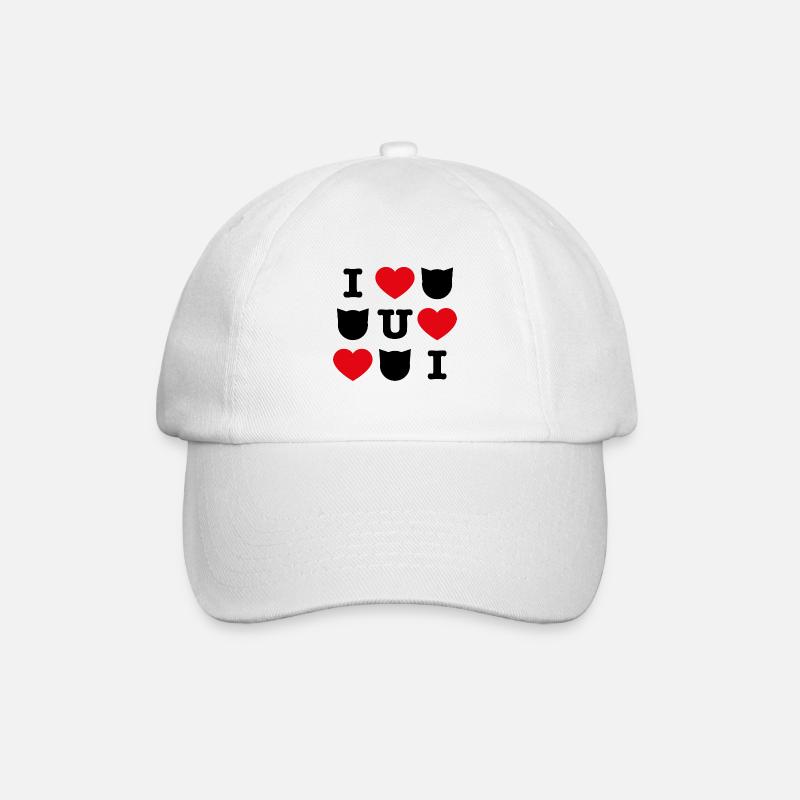 I love cats - Baseball Cap - white/white