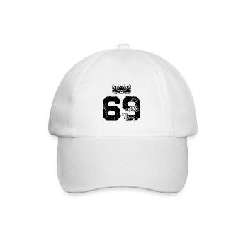 69 Zahl Krone - Baseballkappe - Weiß/Weiß - Vorne