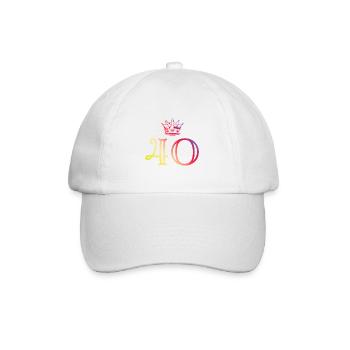 40 Zahl Krone - Baseballkappe - Weiß/Weiß - Vorne