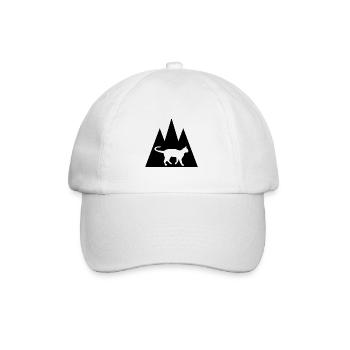 Triangle Mountain and Cat - - Baseball Cap - white/white - Front