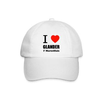 I love glander i'm Marseillais - Casquette classique - blanc/blanc - Devant