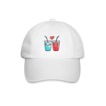 Soft DrinkCouple Love Drink Heart Valentine's Day - Baseball Cap - white/white - Front