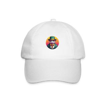 Colorful Alligator Crocodile with Sunglasses and Hat - Baseball Cap - white/white - Front