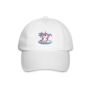 Unicorn Summer Beach Vacation - Baseball Cap - white/white - Front