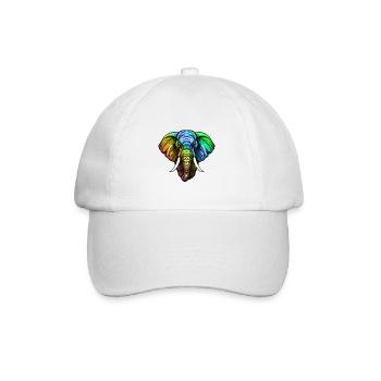Elefant Kopf Bunt - Baseballkappe - Weiß/Weiß - Vorne